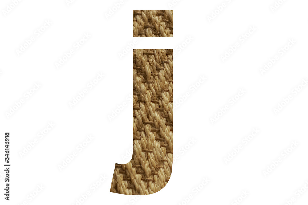 Letter " j " of the alphabet Woven jute carpet. Illustration of the