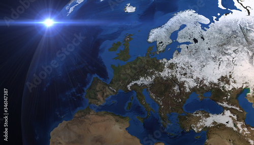 Planet Earth view, 3d render
