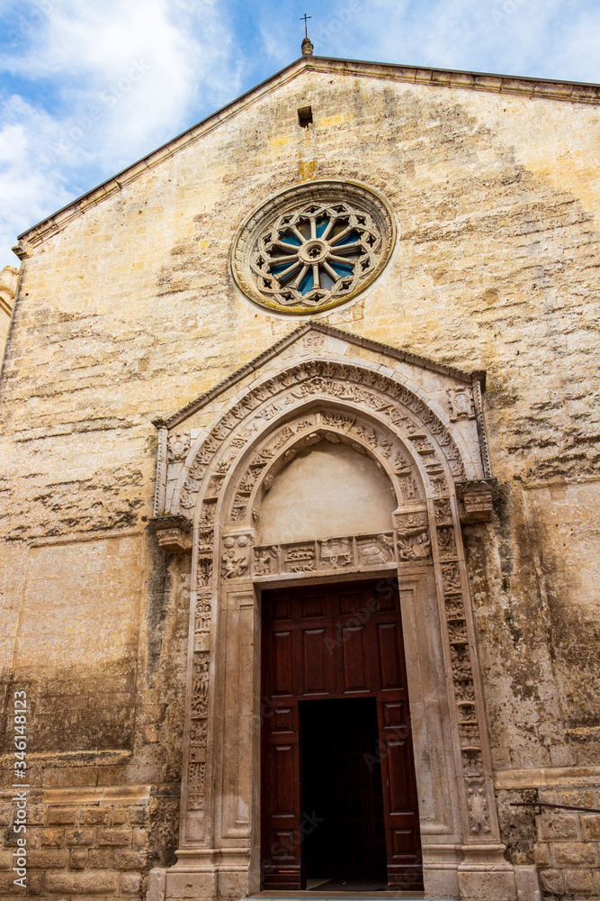 Church of San Nicola dei Greci in the old town of Altamura, Apulia, Italy, Gothic facade and entrance