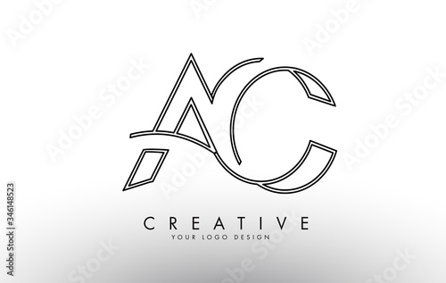 Outline AC A C Letters Logo with Monogram Design.