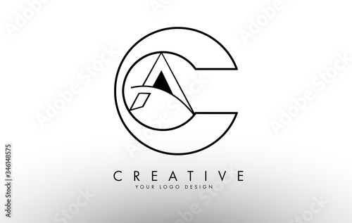 CA C A Letters Logo with Outline Monogram Design.