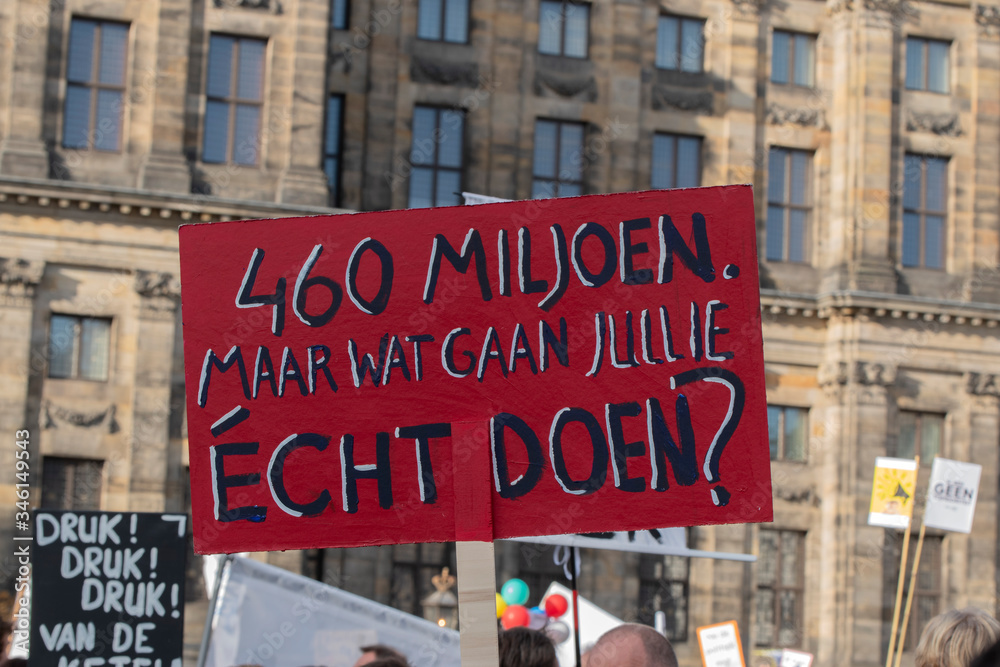 Billboards At The Demonstration For Better Education 6 November Dam Square Amsterdam The Netherlands 2019