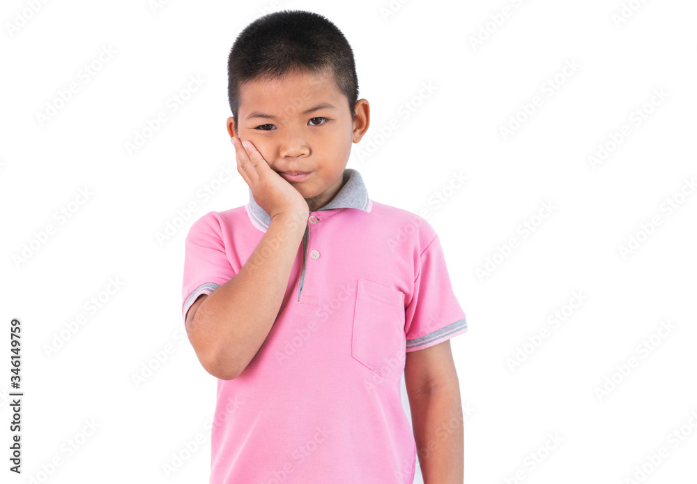 Asian little boy has tooth ache,Tooth Pain And Dentistry isolated on white background Asian little boy has tooth ache,Tooth Pain And Dentistry isolated on white background