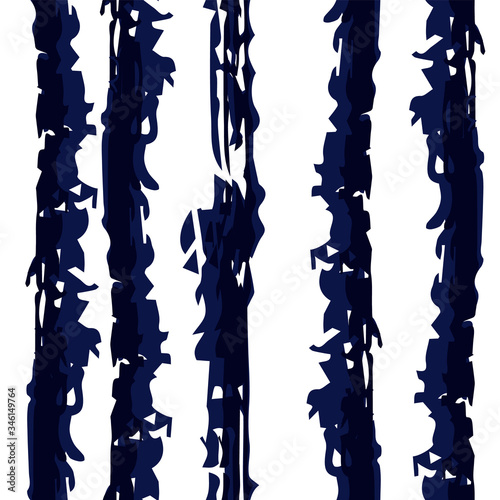 Indigo Paint Line Vector Seamless Pattern. Paper 