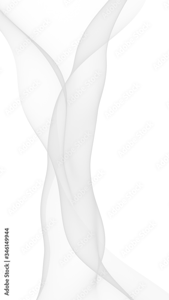 White abstract background. Fluttering white scarf. Waving on wind white fabric. 3D illustration White abstract background. Fluttering white scarf. Waving on wind white fabric. 3D illustration