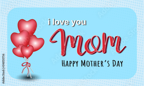 mother's day flat illustration and greeting card design