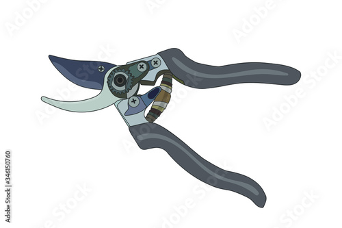 secateurs, scissors for trimming branches. Vector stock illustration eps 10. 