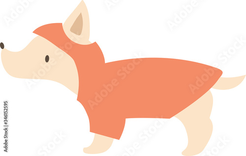 カッパを着た犬のイラスト