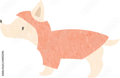 カッパを着た犬のイラスト