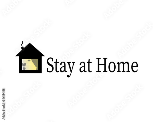 Stay at home. Prevention of the spread of the virus. Work at home, comfortable home environment
Vector illustration,sign,symbol.