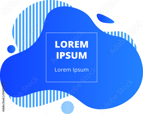 Set of vector trendy abstract amoeba banner. Pastel color cian, blue, bluegradient in liquid style frame on white background. Template for trendy design of a poster, logo, flyer of presentation.