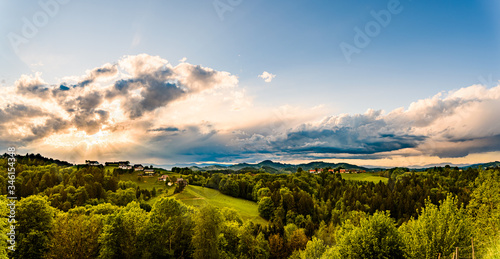 Fotografie Panorama of vineyards hills in south Styria, Austria