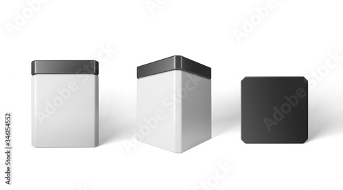 Set of white medium jars in different angles. 3d mockup.