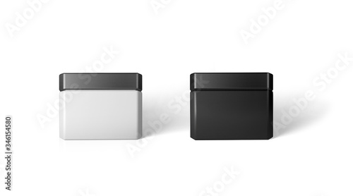 Set of black and white small cans. 3d mockup.
