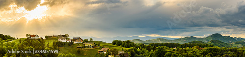 Panorama of vineyards hills in south Styria, Austria. Tuscany like place to visit.