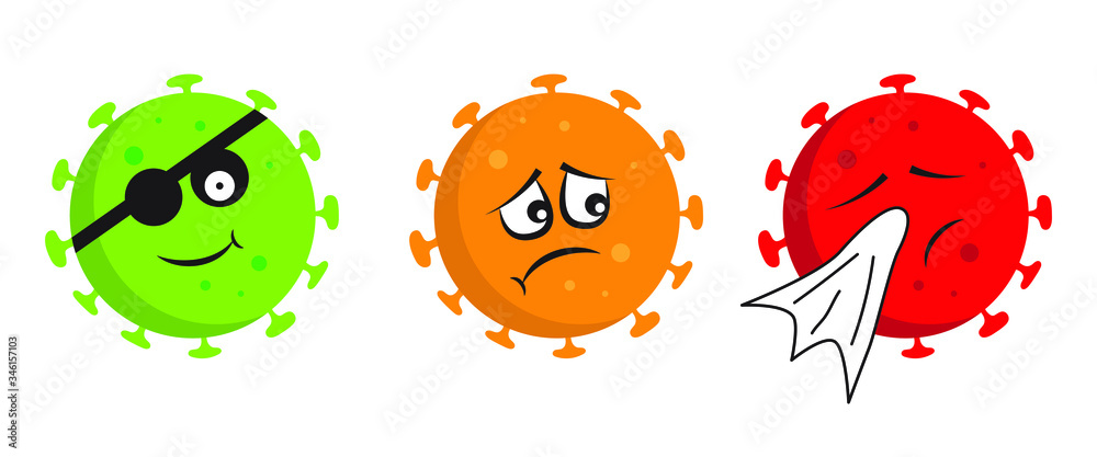 Coronavirus (COVID-19) emoticon vector set isolated on white 