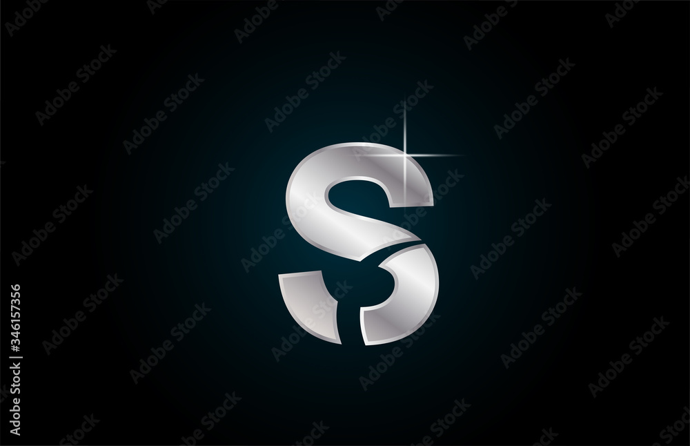 S silver metal alphabet letter logo icon for business and company with spark design S silver metal alphabet letter logo icon for business and company with spark design
