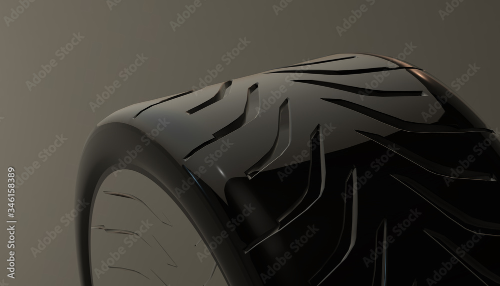 Car tire on white various background. 3d render