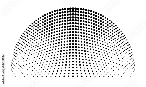 Halftone dots in circle form. Round logo or icon. Vector dotted illustration as design element