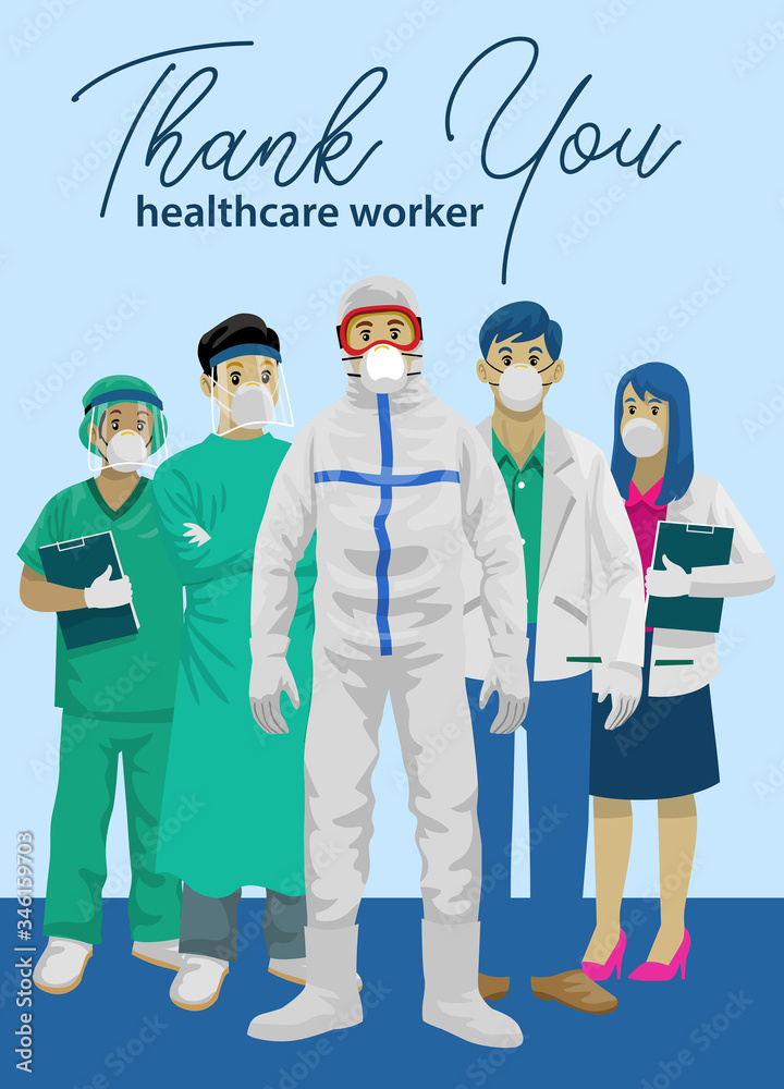 medical staff with thank you greeting medical staff with thank you greeting