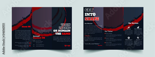 Gym/Fitness Red Trifold Brochure template