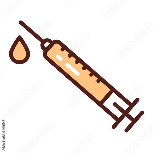 Syringe for injection vaccine color line icon. Filler for aesthetic injections. Isolated vector element. Outline pictogram for web page, mobile app, promo.