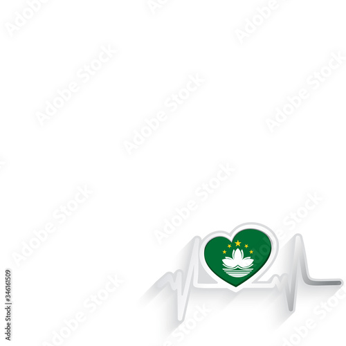 Macao flag heart shaped isolated on white