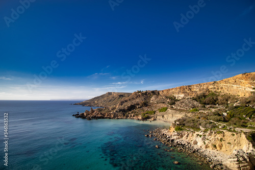 Scenic aerial view of beautiful sea view. Landscape at the island, Malta. beautiful view. holiday background