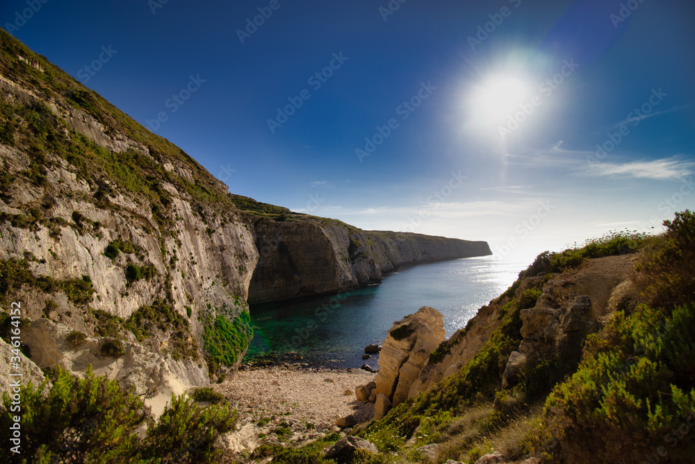 Scenic aerial view of beautiful sea view. Landscape at the island, Malta. beautiful view. holiday background