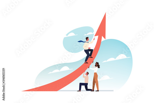 Leadership, teamwork, support, startup, career growth, business concept