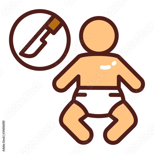 Pediatric surgery color line icon. Plastic surgery for children. Isolated vector element. Outline pictogram for web page, mobile app, promo.