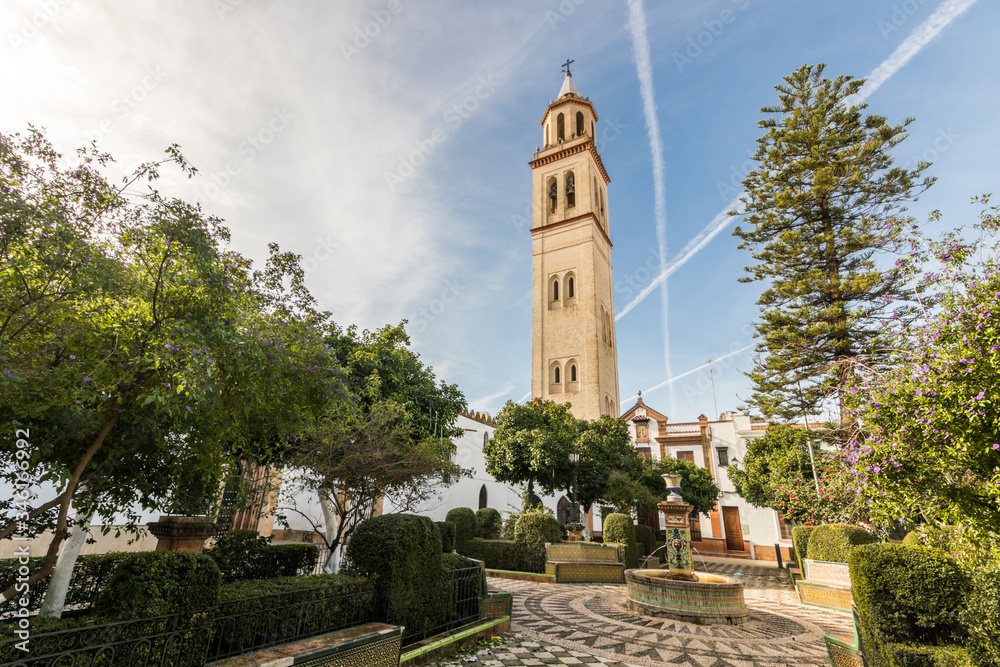 Lora del Rio, Spain. The Iglesia de Nuestra Senora de la Asuncion, most important Roman Catholic church in this town in Andalucia