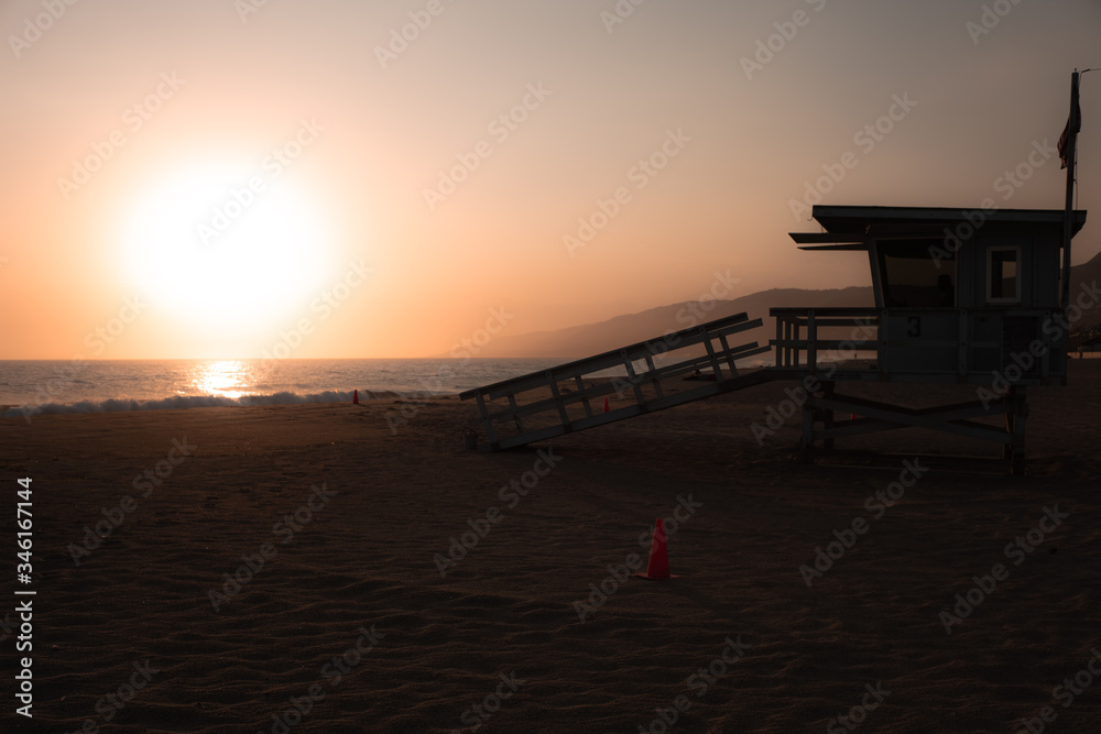 Sunset over  Malibu Beach