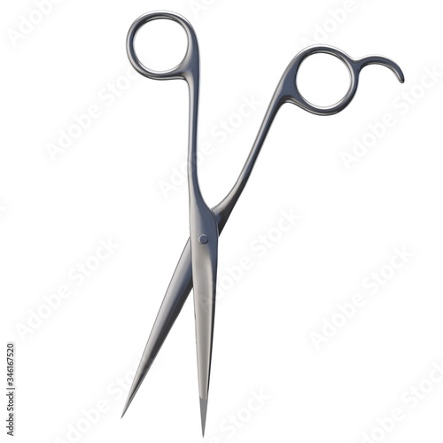 Pair of Scissors Isolated on White - 3D Illustration. Clipping Path Inlcuded photo