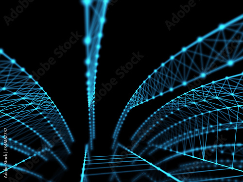 Abstract geometry surfaces, lines and points background, Used as digital wallpaper and technology background.	
