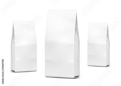 Realistic food bags isolated on white background. Isometric view. Vector illustration. Can be use for template your design, presentation, promo, ad. EPS 10.	