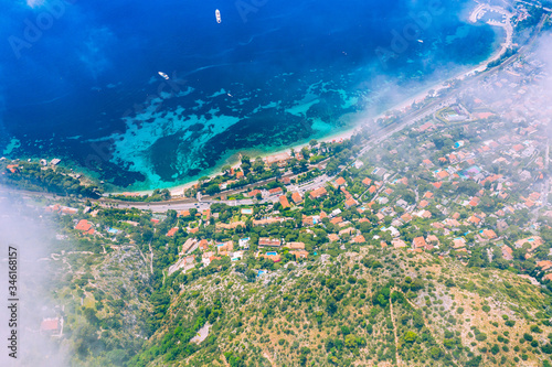 Fototapeta Naklejka Na Ścianę i Meble -  Aerial view of French Riviera coast near of Nice, Cote d'Azur, France, Europe.