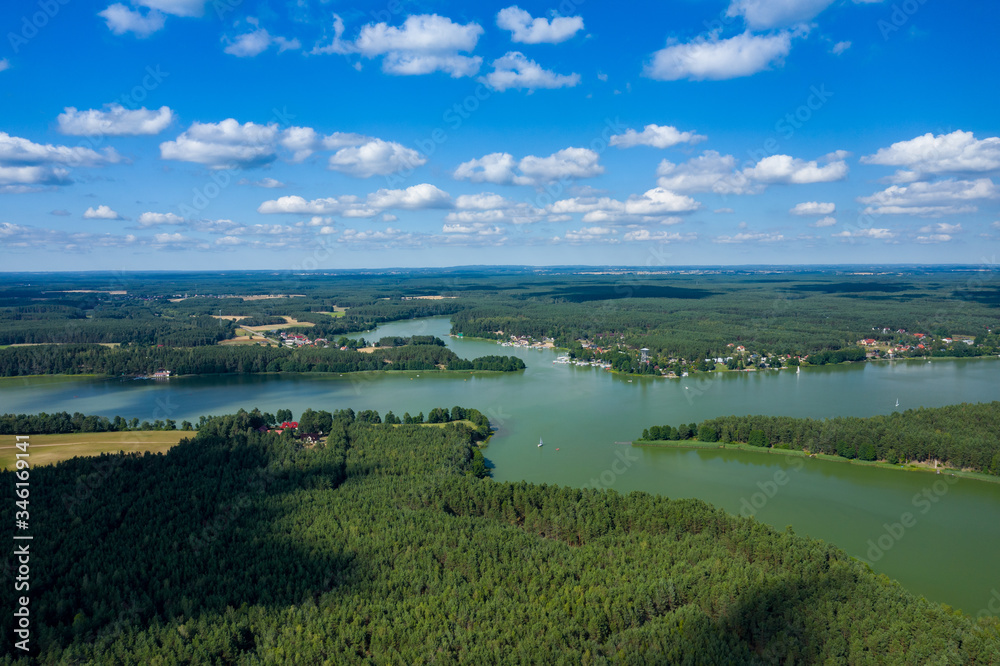Aerial view of Wdzydze Landscape Park. Kashubian Landscape Park. Kaszuby. Wdzydze Kiszewskie. Poland. Bird eye view. Aerial view of Wdzydze Landscape Park. Kashubian Landscape Park. Kaszuby. Wdzydze Kiszewskie. Poland. Bird eye view.