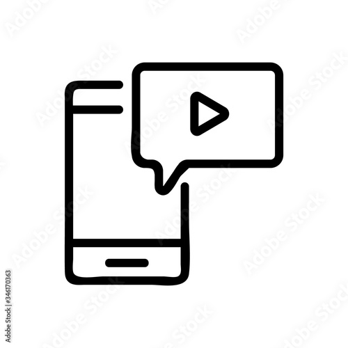 watching youtube on phone icon vector. watching youtube on phone sign. isolated contour symbol illustration