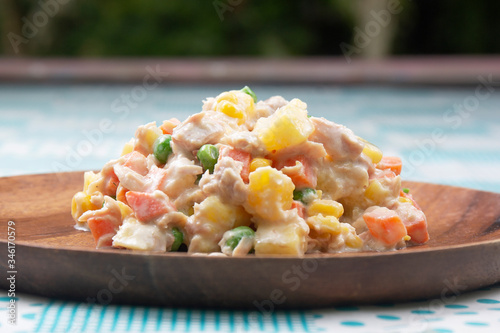 Tuna corn salad on the plate
