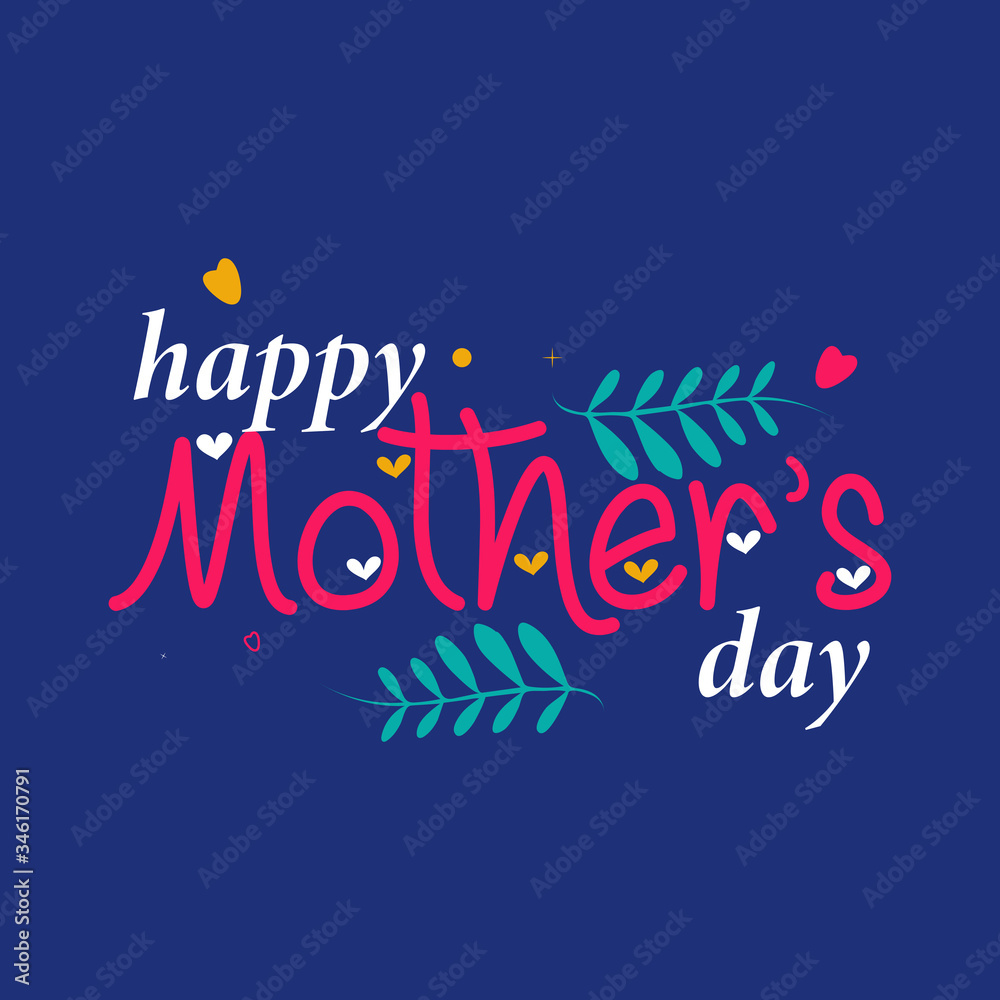 Happy Mother's Day typography design concept with hearts. Uses it for emblem, badges, typography design, mug, t-shirts, calligraphy design, social media posts, banner, advertisement, poster.