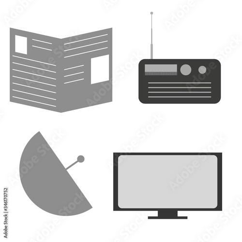 Vector graphics, mass media, set. Flat design.