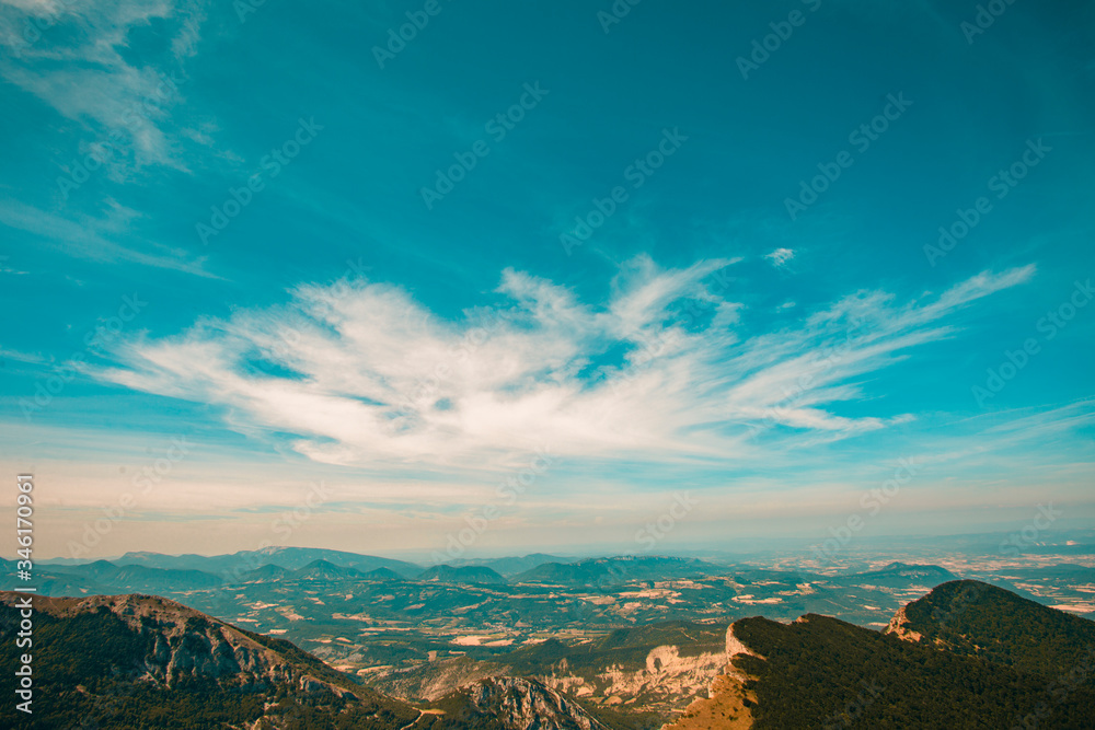 Mountain landscape in the south of France with clouds