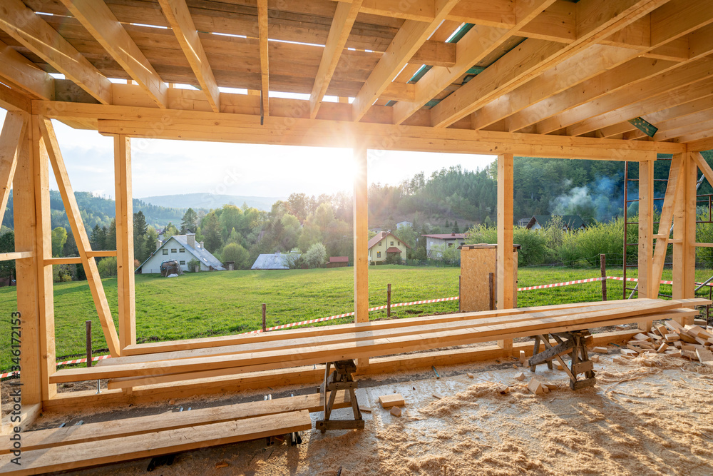New interior residential wooden construction house framing New interior residential wooden construction house framing