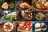 Gourmet restaurant dishes collage menu design