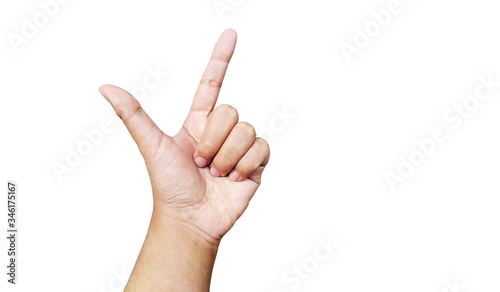 female hand showing victory sign