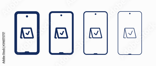Smartphone device line vector icon. Touchscreen symbol. Reservation silhouette icons set for web design. Tablet done flat icon for app design. Modern gadget reserve sign minimal flat linear icons