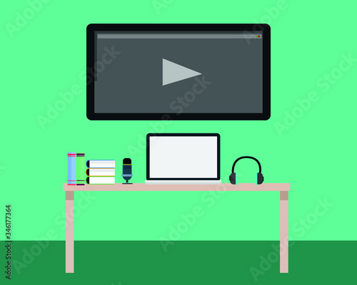 Room design for live steam flat design.