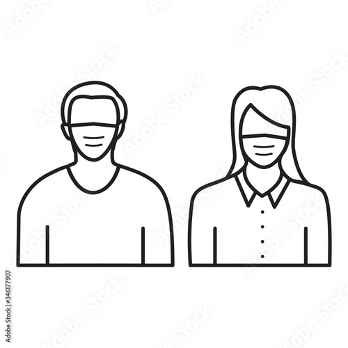Men and Women in medical face protection masks. Vector illustration of person wearing a surgical surgical mask. illustrations for concepts of disease, disease, allergies, pollution, corona virus