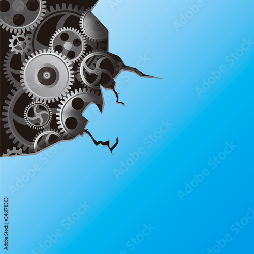 
Gears background.
Illustration of blue destroeyd sheet metal and gears. Banner background.Vector available.